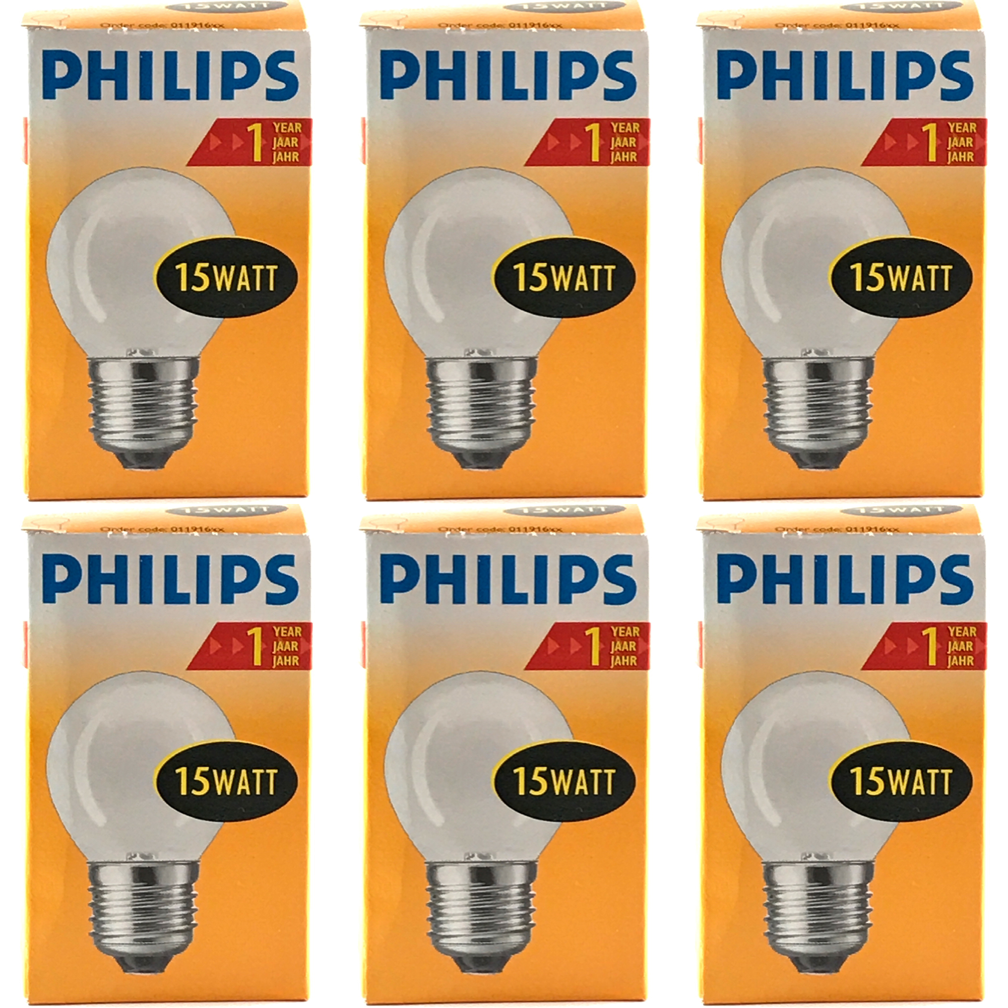 PHILIPS Kogellamp Mat 15w E27 VOORDEELSET 6 stuks