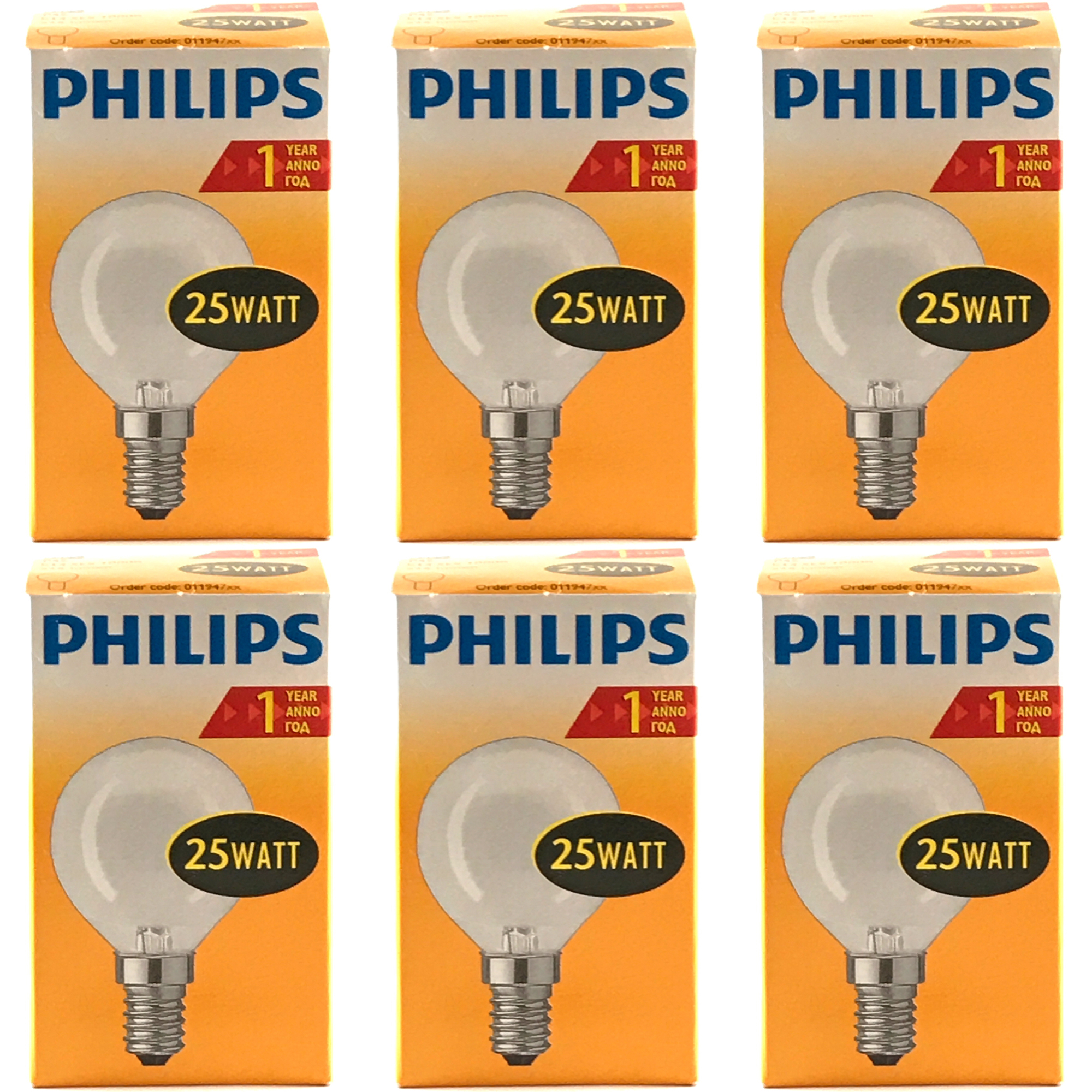 PHILIPS Kogellamp Mat 25w E14 VOORDEELSET 6 stuks