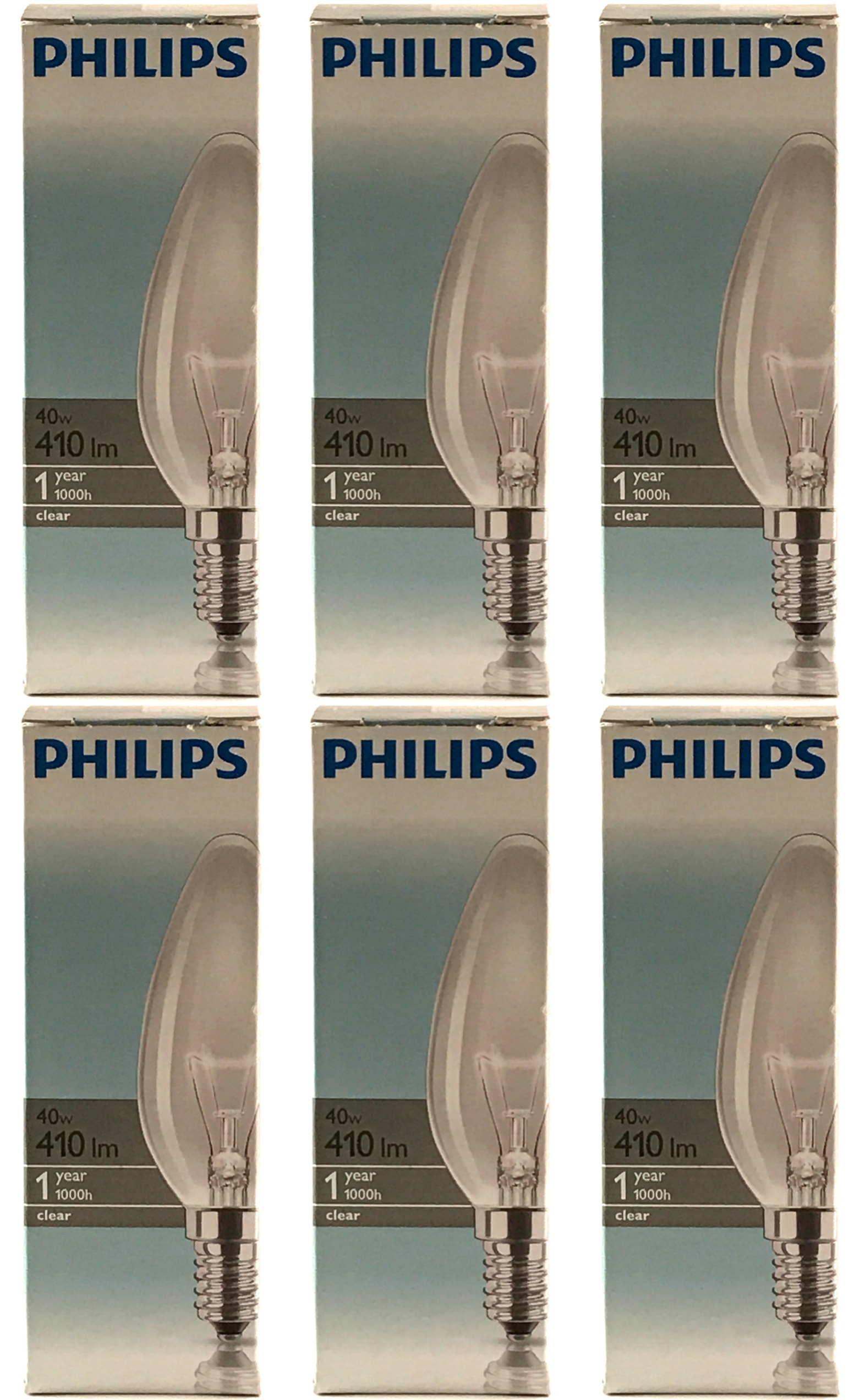 PHILIPS Kaarslamp Helder 40w E14 VOORDEELSET 6 stuks