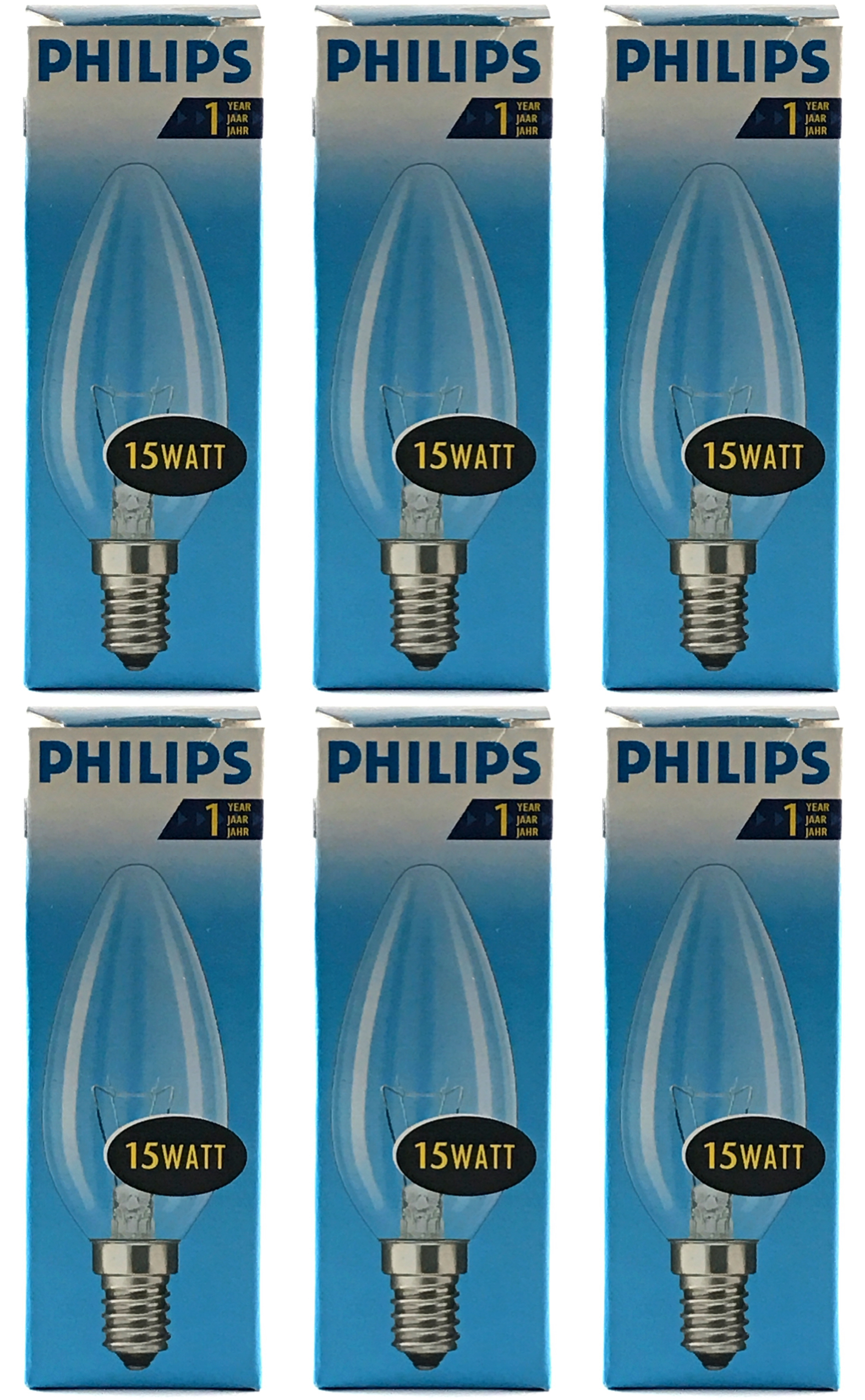 PHILIPS Kaarslamp Helder 15w E14 VOORDEELSET 6 stuks