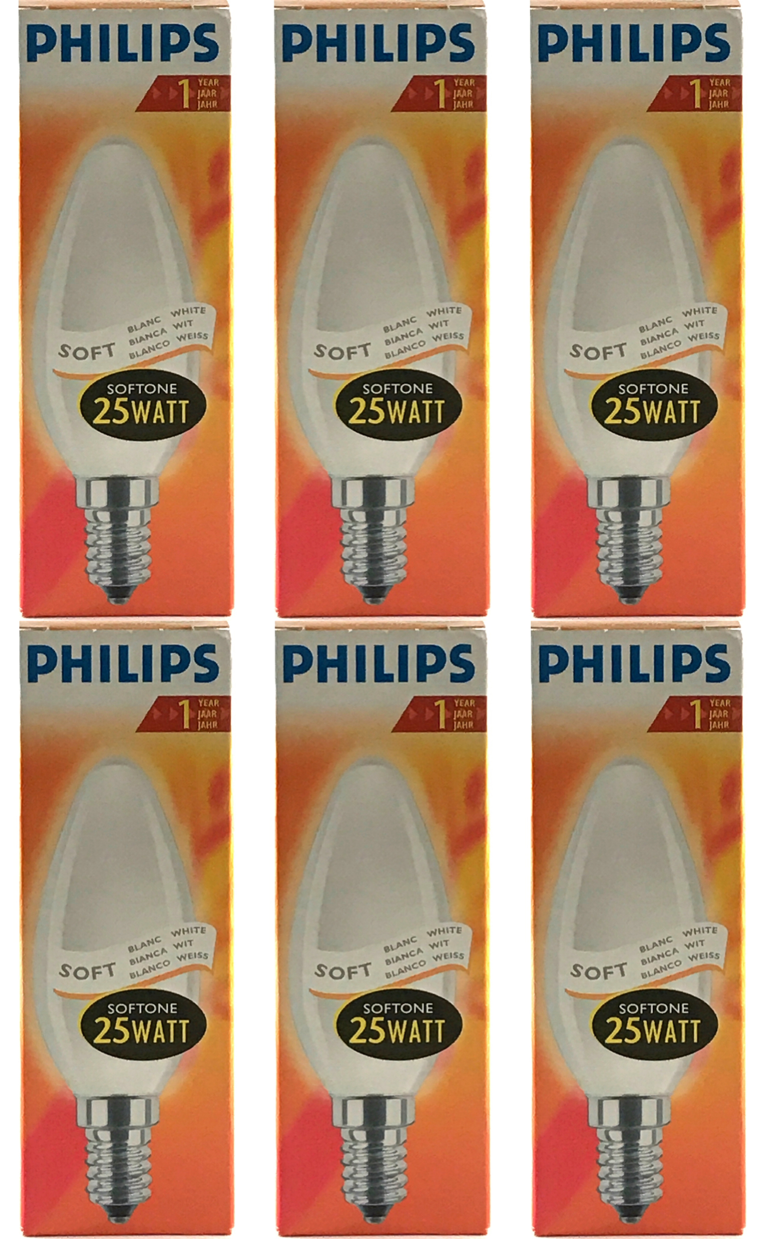 PHILIPS Kaarslamp Softone 25w E14 VOORDEELSET 6 stuks